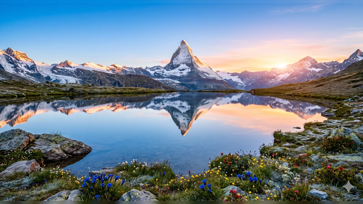 The iconic Matterhorn mountain in Zermatt on a 7-Day Switzerland itinerary.
